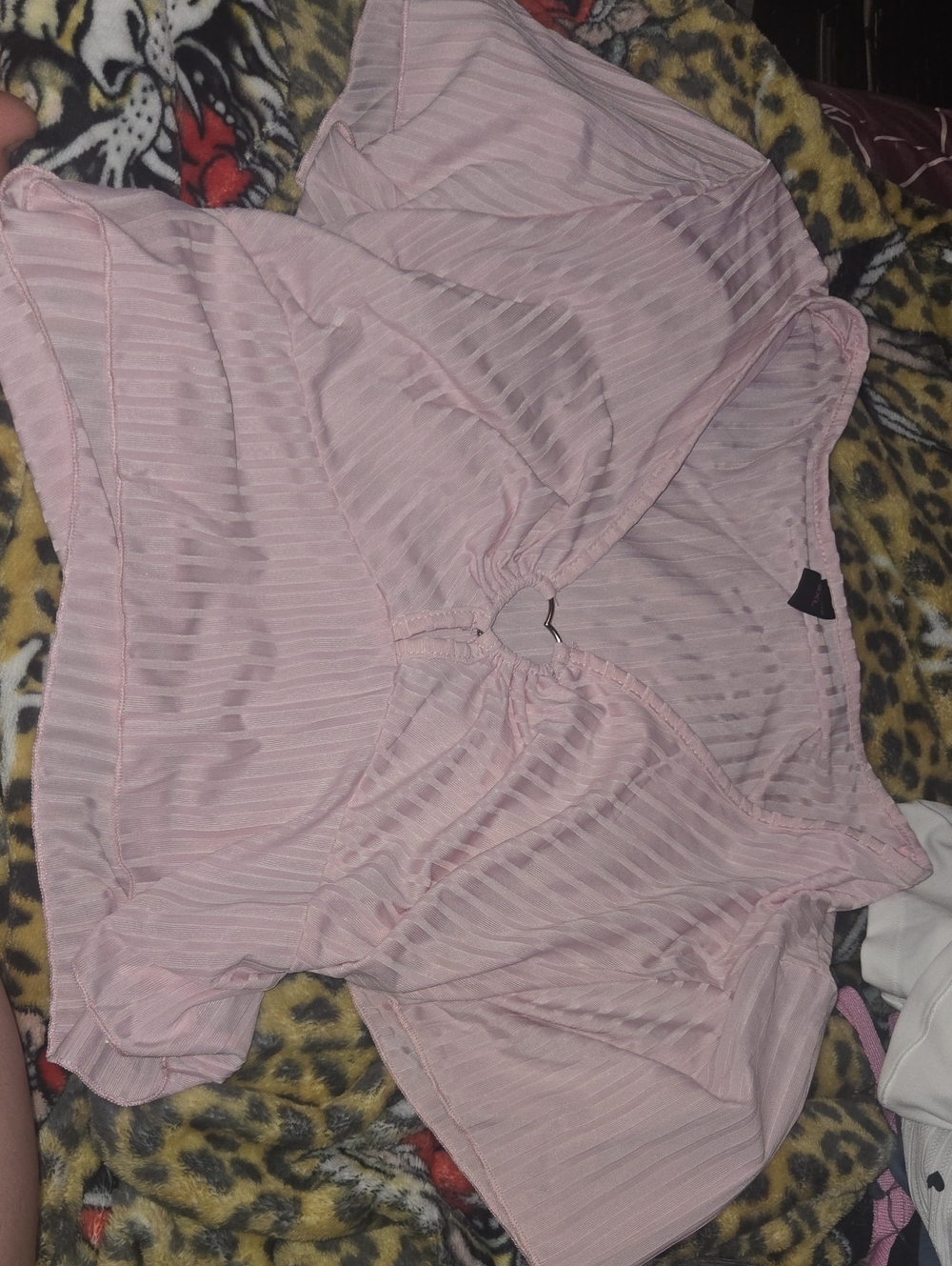 ROMWE Sheer Light Pink Short Sleeve Intimate Top